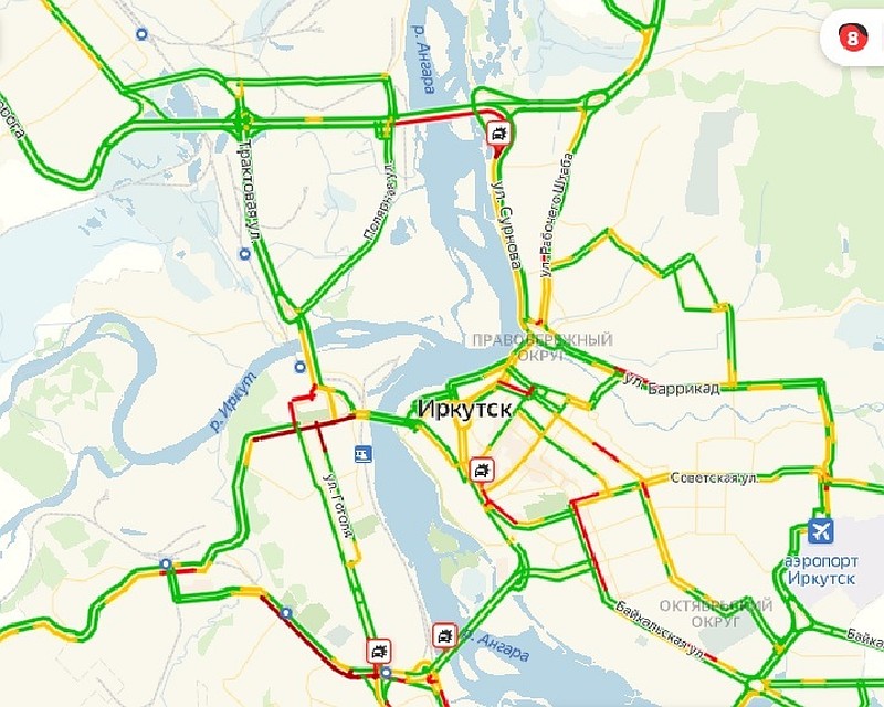 Пробки на дорогах иркутск